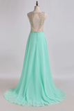 Prom Dresses A Line Scoop Sweep Train Chiffon