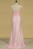 Spandex With Applique And Sash Scoop Mermaid Evening Dresses Open Back