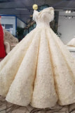 Ball Gown Wedding Dresses Off-The-Shoulder Floor-Length Lace Up Back