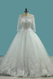 Marvelous Wedding Dresses Scoop Lace Up With Rhinestones Royal Train