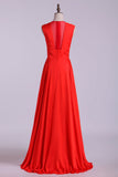 New V-Neck Prom Dresses A-Line Chiffon Floor-Length