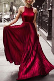 Burgundy Prom Dresses Pleated Evening Dresses Long Prom Dresses Prom Dresses JS713