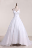 Wedding Dresses Spaghetti Straps Organza & Satin A Line