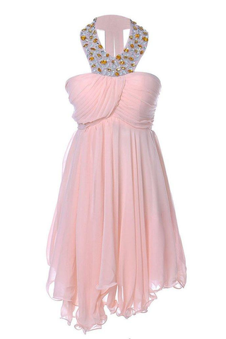 Sweetheart Pretty Short Halter Jewel Bead Prom Dresses Uneven Hem Party Dresses JS762