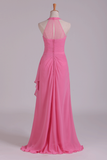 Scoop Sheath Bridesmaid Dress Chiffon With Ruffles Floor Length