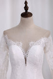 Wedding Dresses Long Sleeves Scoop Mermaid Tulle With Applique