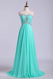 Prom Dresses A Line Floor Length Sweetheart Chiffon With Rhinestone