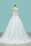 A Line Sweetheart With Applique & Beads Wedding Dresses Tulle