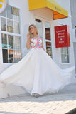 Prom Dresses Scoop Chiffon With Applique And Ruffles A Line