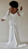 A Line Special Long Sleeve Elegant Long Wedding Dresses