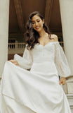 A Line Special Long Sleeve Elegant Long Wedding Dresses