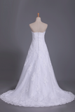 Wedding Dresses Strapless Tulle With Applique Chapel Train