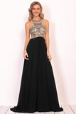 Scoop Prom Dresses A Line Open Back Chiffon With Beading