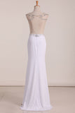 Scoop Prom Dresses Beaded Bodice Sheath Spandex Open Back