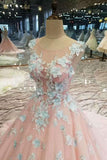 Low Price Floral Prom Dresses Pink Color With Handmade Flowers And Beads