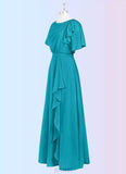 Aracely A-Line Pleated Chiffon Floor-Length Dress SJSP0019677