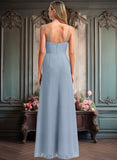 Annabelle A-line V-Neck Floor-Length Chiffon Bridesmaid Dress JLP0025726