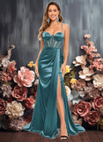 Nellie Trumpet/Mermaid Sweetheart Sweep Train Stretch Satin Prom Dresses JLP0025836