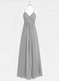 Ellie A-Line Pleated Chiffon Floor-Length Dress SJSP0019673