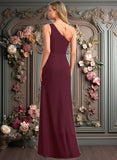 Rylie A-line One Shoulder Floor-Length Chiffon Bridesmaid Dress JLP0025756