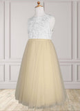 Janet Ball-Gown Sequins Tulle Tea-Length Dress SJSP0020245