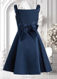 Gwen A-line Straight Short Satin Homecoming Dress With Bow JLP0025639