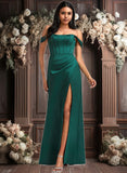 Laney A-line Off the Shoulder Floor-Length Satin Bridesmaid Dress JLP0025743