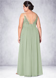 Cloe A-Line Lace Chiffon Floor-Length Dress SJSP0019782