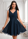 Natalee A-line V-Neck Short Chiffon Homecoming Dress With Pleated JLP0025644