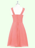 Jaiden A-Line Pleated Chiffon Knee-Length Dress SJSP0019679