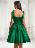 Phyllis Ball-Gown/Princess Straight Short Satin Homecoming Dress With Bow JLP0025645