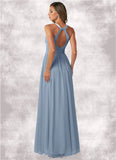 Helen A-Line Pleated Chiffon Floor-Length Dress SJSP0019735