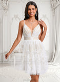 Brianna Ball-Gown/Princess V-Neck Short Tulle Lace Homecoming Dress With Pleated JLP0025711