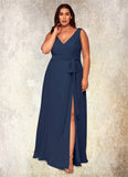 Nyla A-Line Pleated Chiffon Floor-Length Dress SJSP0019636