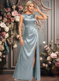 Shaylee A-line Scoop Cowl Floor-Length Stretch Satin Prom Dresses JLP0025878