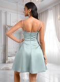 Desiree A-line Straight Short Satin Homecoming Dress JLP0025643