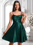 Sheila A-line Cowl Short Stretch Satin Homecoming Dress JLP0025664