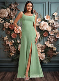 Madelynn A-line Square Floor-Length Chiffon Bridesmaid Dress With Bow JLP0025740