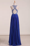 Sexy Open Back Prom Dresses Scoop With Beading A Line Chiffon