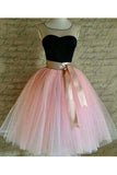 Homecoming Dresses A Line Scoop With Sash/Ribbon Knee Length Tulle Skirt