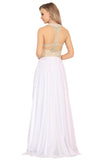 Halter Beaded Bodice Prom Dresses A Line Chiffon Sweep Train