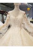 Count Train Princess Wedding Dresses Sweetheart Long Sleeves Ball Gown Wedding SJSPJ37M9KE