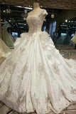 Marvelous Satin High Quality Floral Wedding Dresses Lace Up Scoop Neck With Appliques