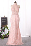 Gorgeous High Neck Lace Prom Dresses Floor-Length