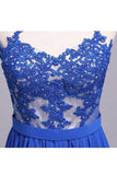 Prom Dresses A Line Sweetheart Floor Length Chiffon Color Dark Royal Blue