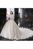 Princess Half Sleeve Ball Gown Wedding Dresses Appliques V Neck Bridal SJSPYYC62LK