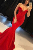 Sexy Sweetheart Prom Dresses Satin Mermaid Sweep Train