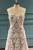 Elegant A Line Lace Appliques Sweetheart Strapless Wedding Dresses, Bridal SJS20408