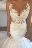 Sexy Mermaid/Trumpet Wedding Dresses Scoop Tulle With Applique Court Train