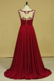 Plus Size Off The Shoulder A Line Prom Dresses With Beads & Ruffles Chiffon & Tulle